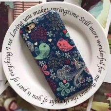 iPhone 6 6s Plus 5.5 - Genuine Leather Birds and Floral PC Hard Protective Cover Case